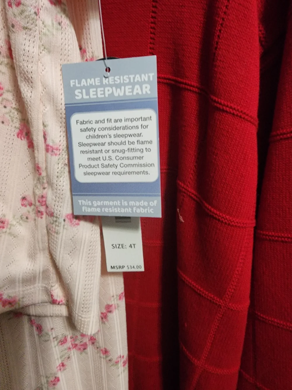 Nicole Miller Red and White Floral Girls Pajama Set